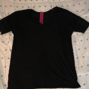 Black short sleeve shirt with pink zipper in back